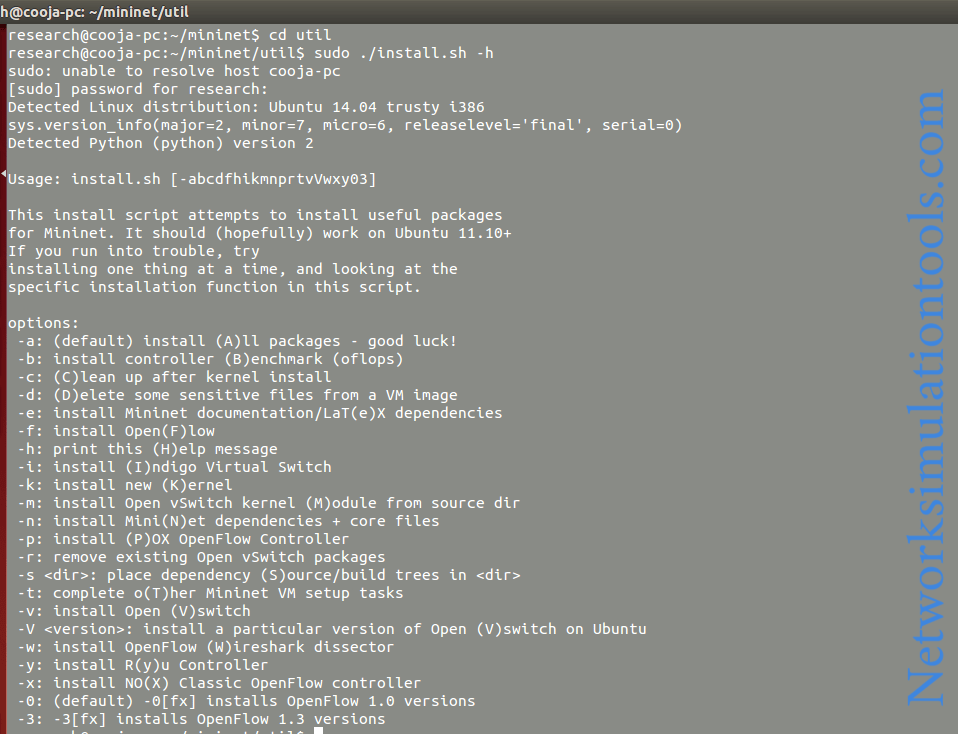 commands for install the in ubuntu Network Simulation Tools