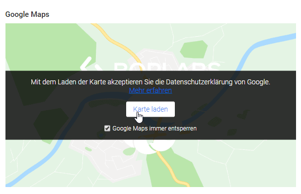 Google Maps mit Events Calendar DSGVOKonform verwenden