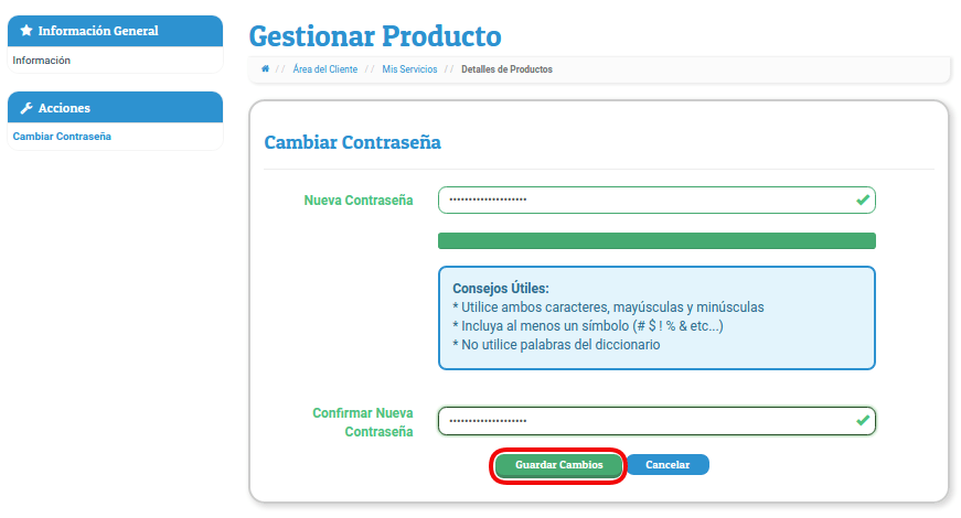 Cómo cambiar la contraseña de mi plan de hosting de