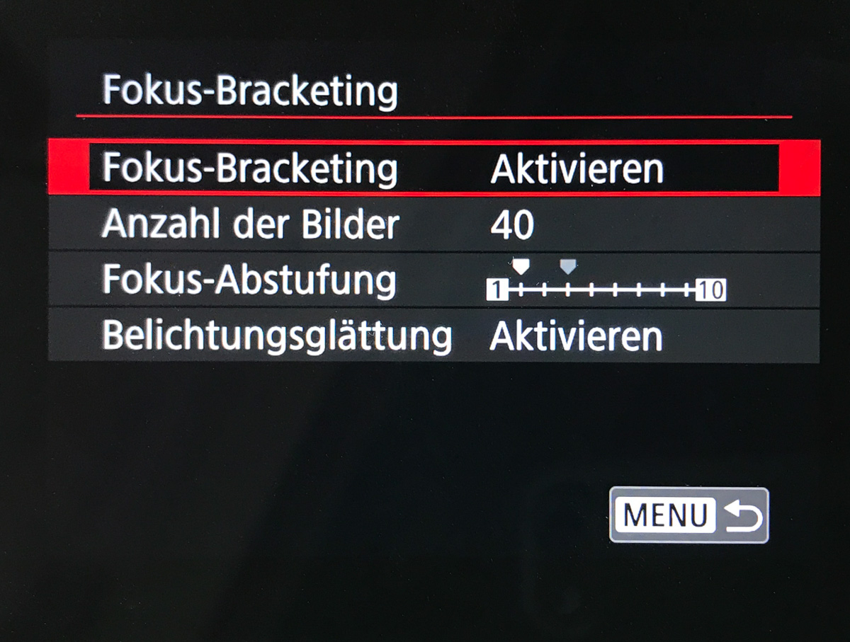 Focus Stacking mit der Canon EOS R5 (oder R6) Einstellungen GU