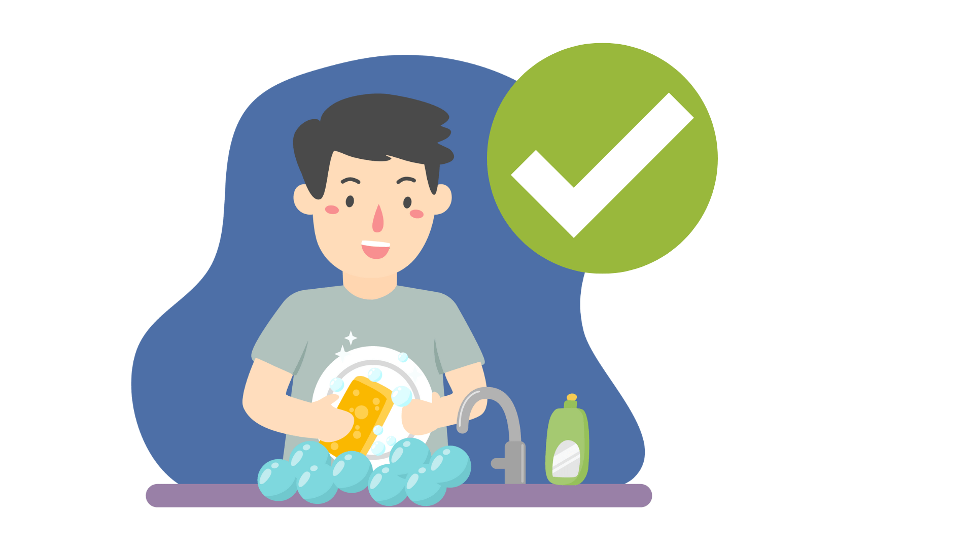 Correct posture when washing dishes in the sink