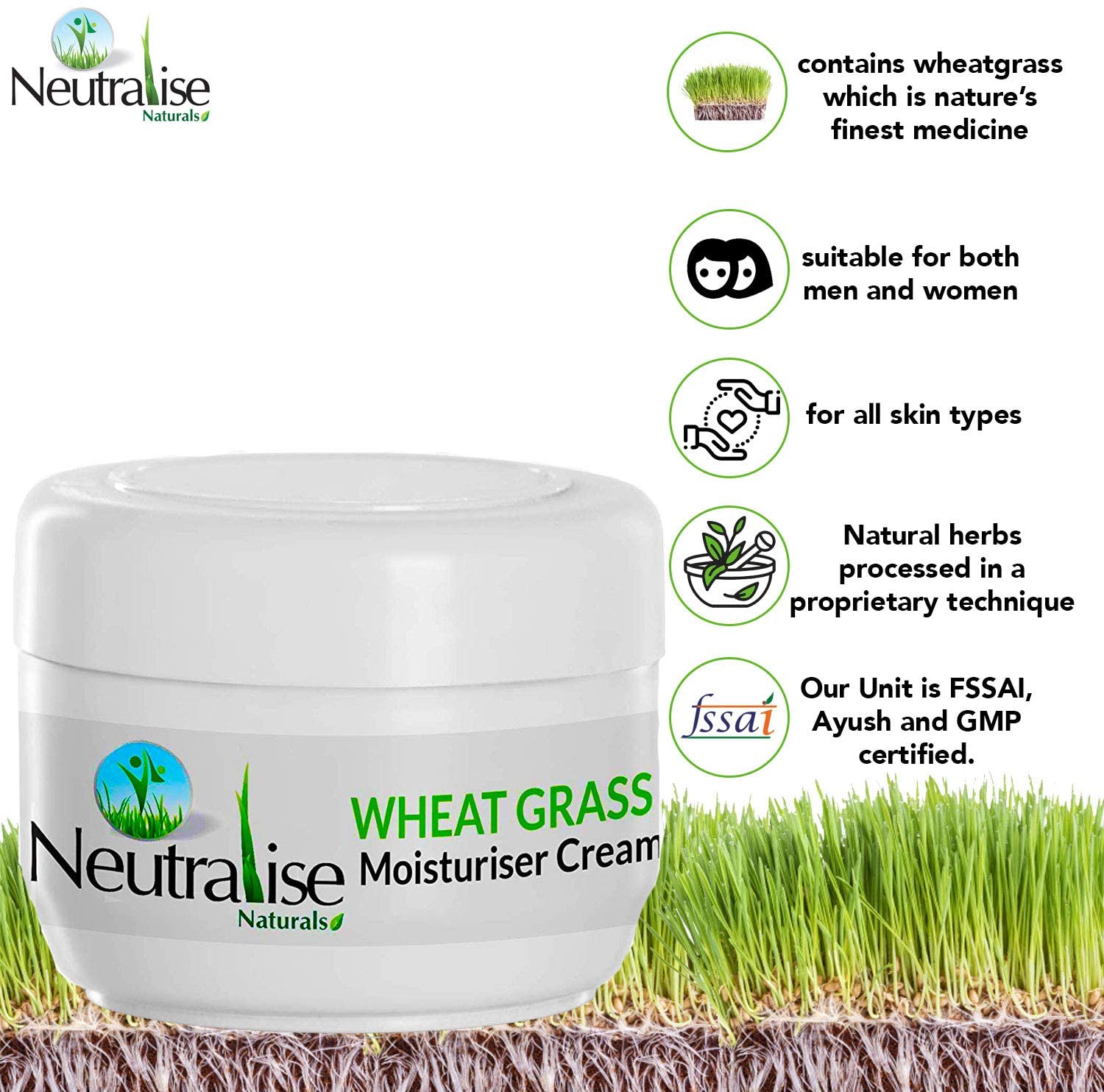 Neutralise Wheat Grass Moisturiser Cream Rejuvenates and restores