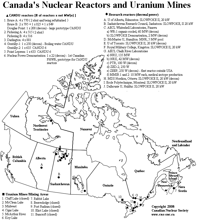 Nuclear Power Plants In Canada Map