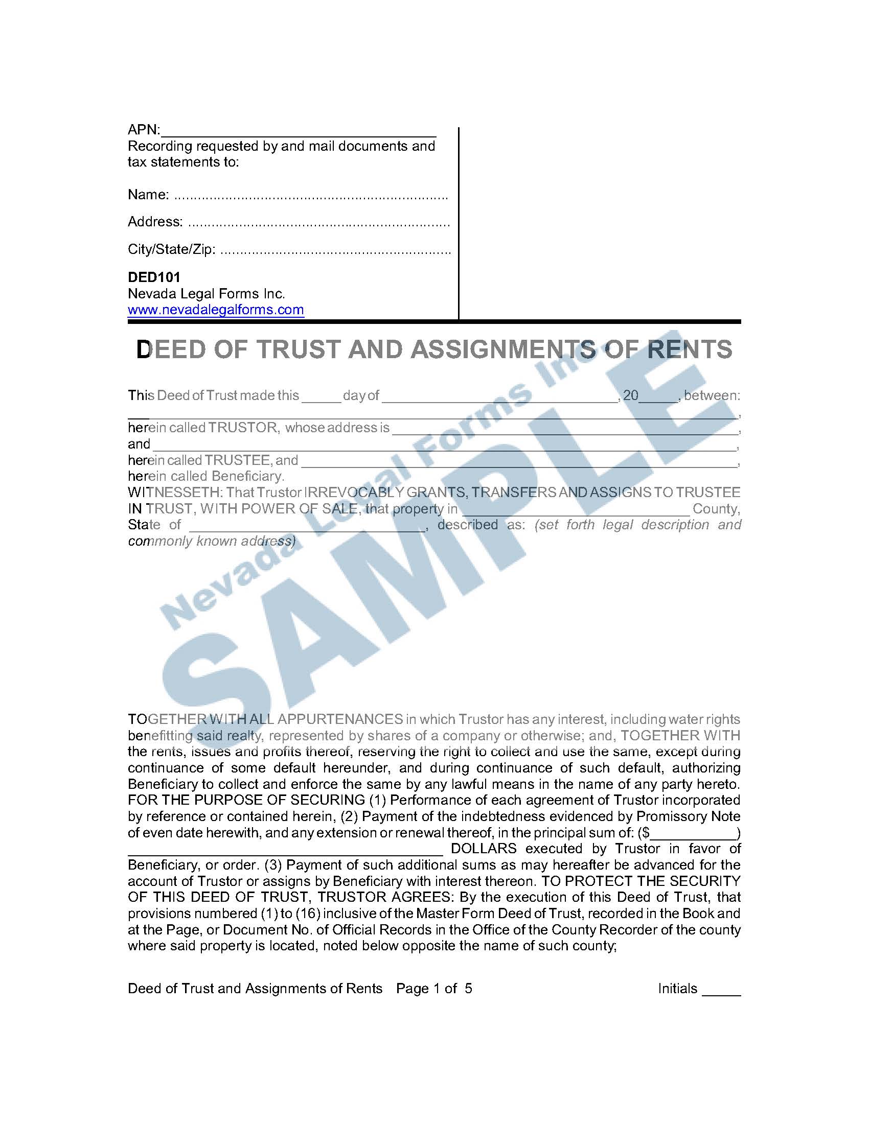 Printable Deed Of Trust With Assignment Of Rents Long vrogue.co
