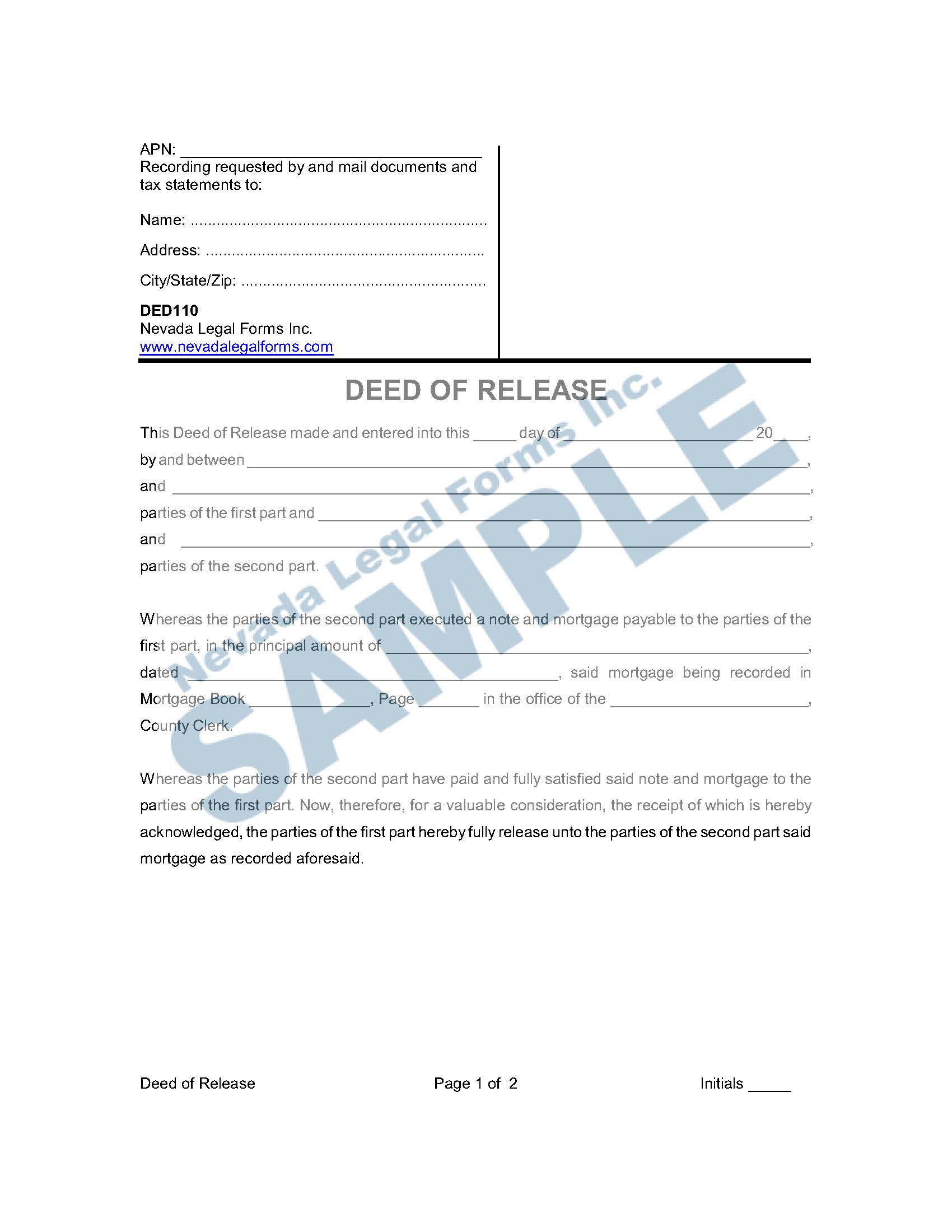 DEED OF TRUST AND ASSIGNMENT OF RENTS Nevada Legal Forms & Services