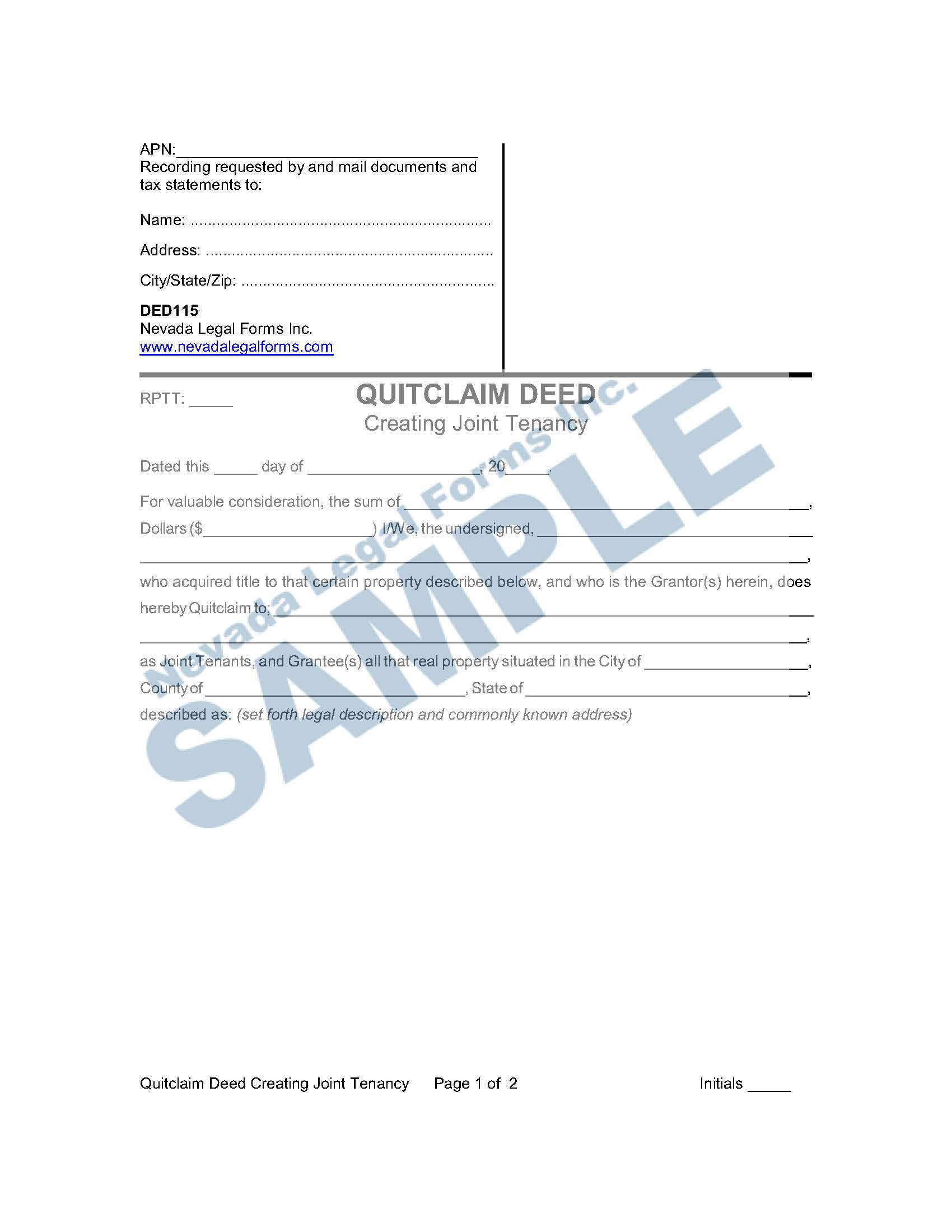 CLAIM STATEMENT (Creating Co-Leases) Nevada Legal Forms and Services