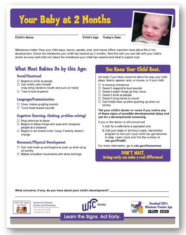 2 Month Checklist (English)_v2 Nevada WIC