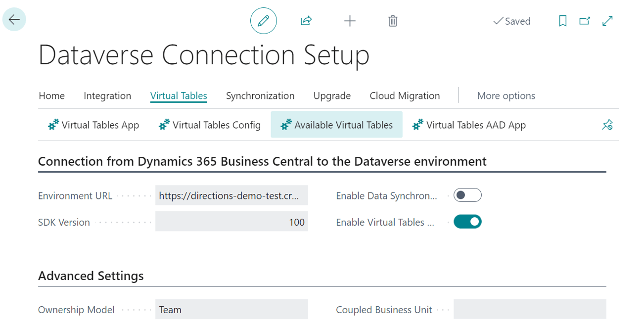 Business Central in Dataverse with Virtual Tables