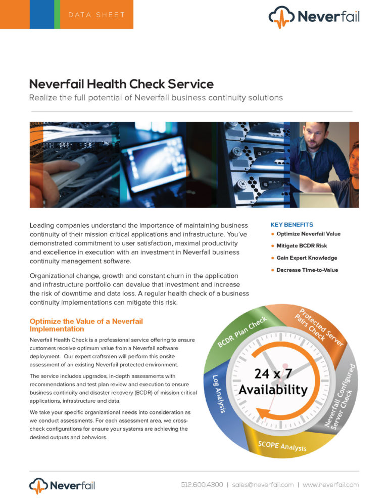 Data Sheet Neverfail Health Check Service Neverfail