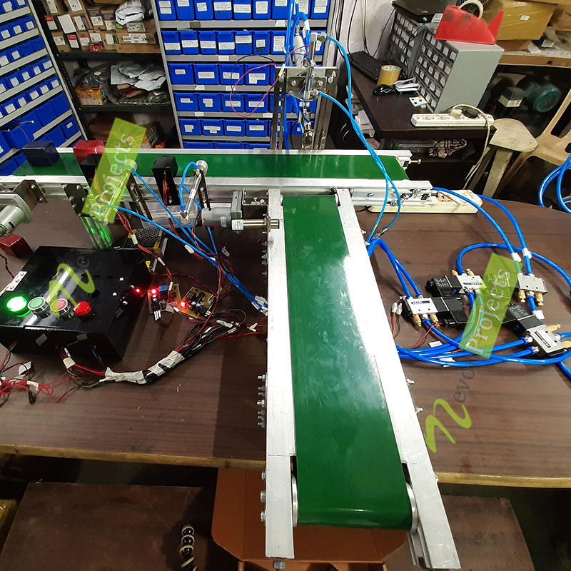 Colour Product Sorting using Pneumatic Conveyor belt PLC Automation