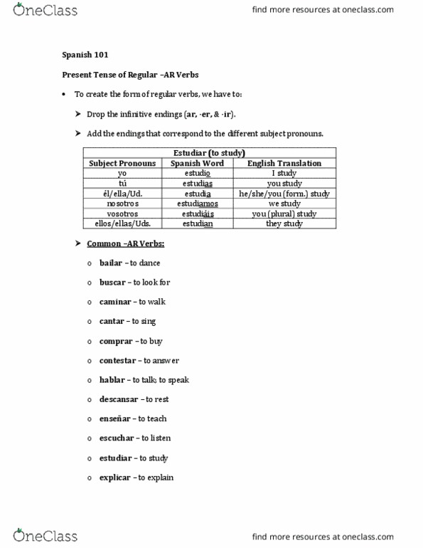 Ir A Infinitive Translation Sheet Answers Sheet
