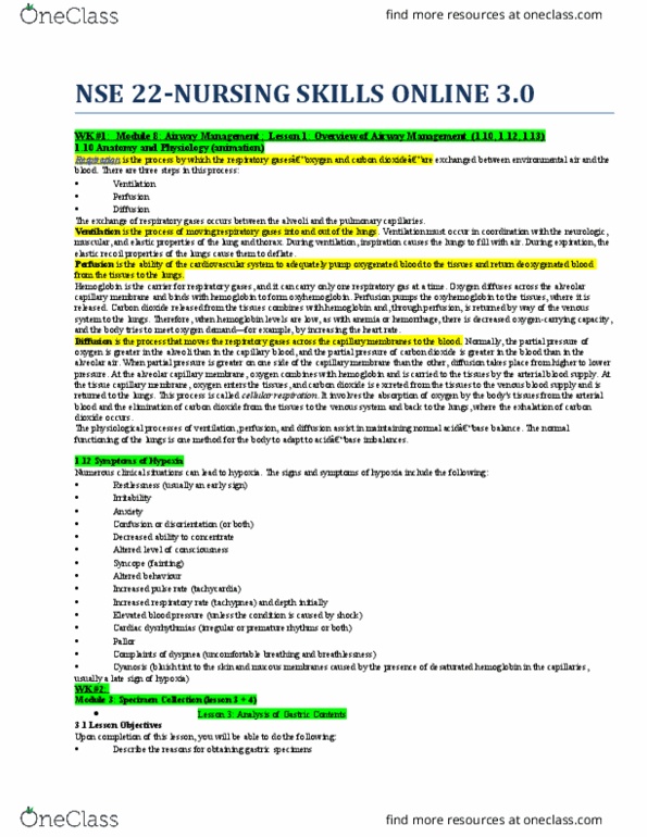 Class Notes for Nursing at Ryerson University OneClass