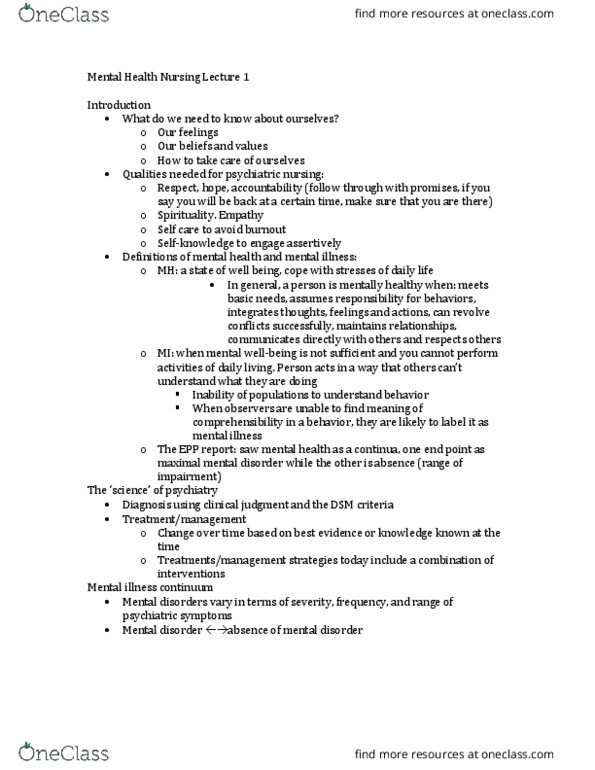 Class Notes for NSG 3320 at University of Ottawa (UOTTAWA) OneClass