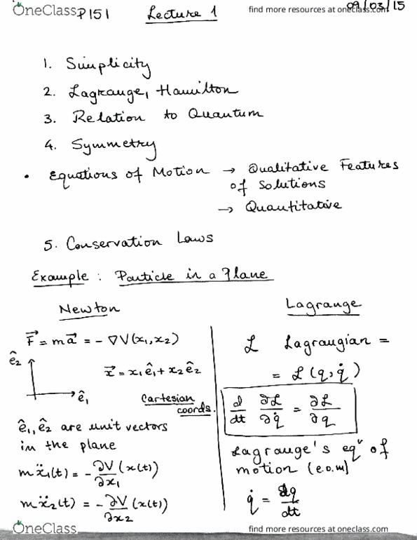 Class Notes for Physics at Harvard University OneClass