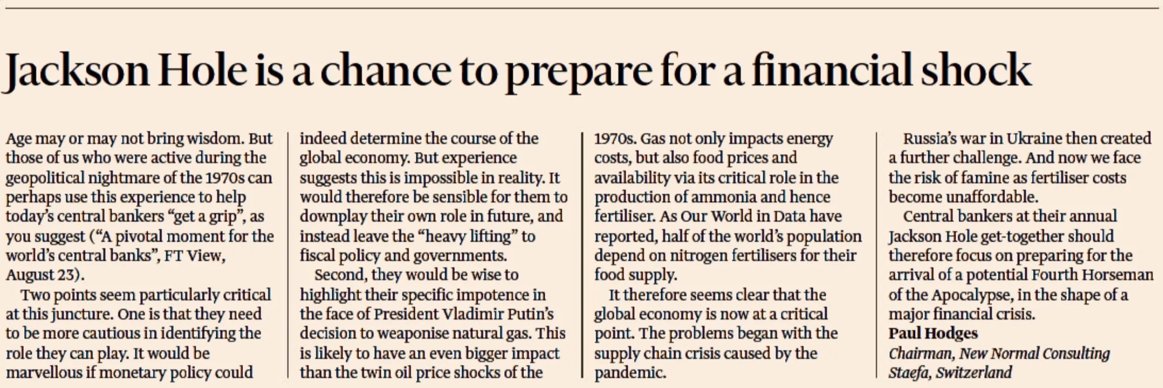 Jackson Hole is a chance to prepare for a financial shock Chemicals
