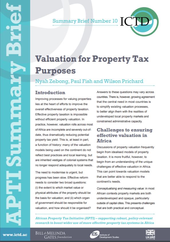 Valuation for Property Tax Purposes The International Centre for Tax and Development (ICTD)