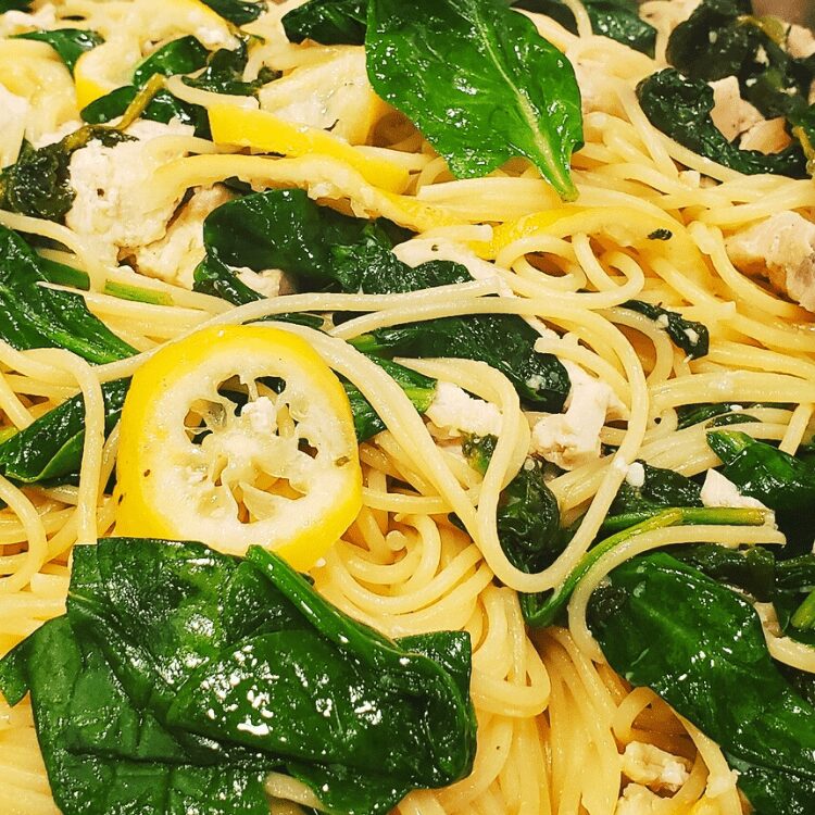 lemon butter chicken pasta with spinach is easy to make and a family favorite dinner