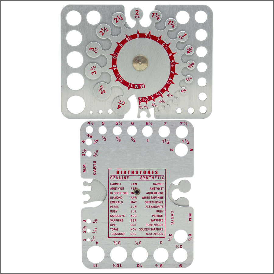GAU141.00 Diamond and Stone Gauge Aluminum Pocket Size Measures Stones & Settings Jewelry Tool
