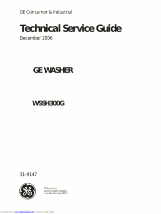 GE Washing Machine Service Manuals