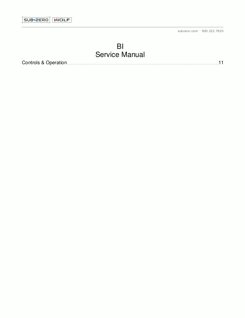 SubZero / Wolf Electronic Control Service Manual for Model BI36U
