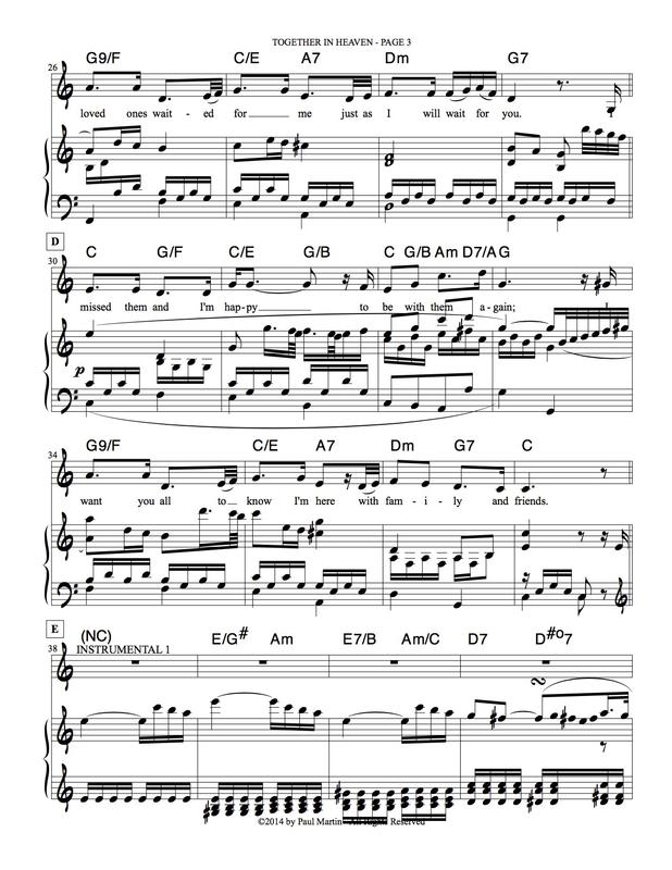 Together in Heaven Inspirational Song Complimentary Sheet Music