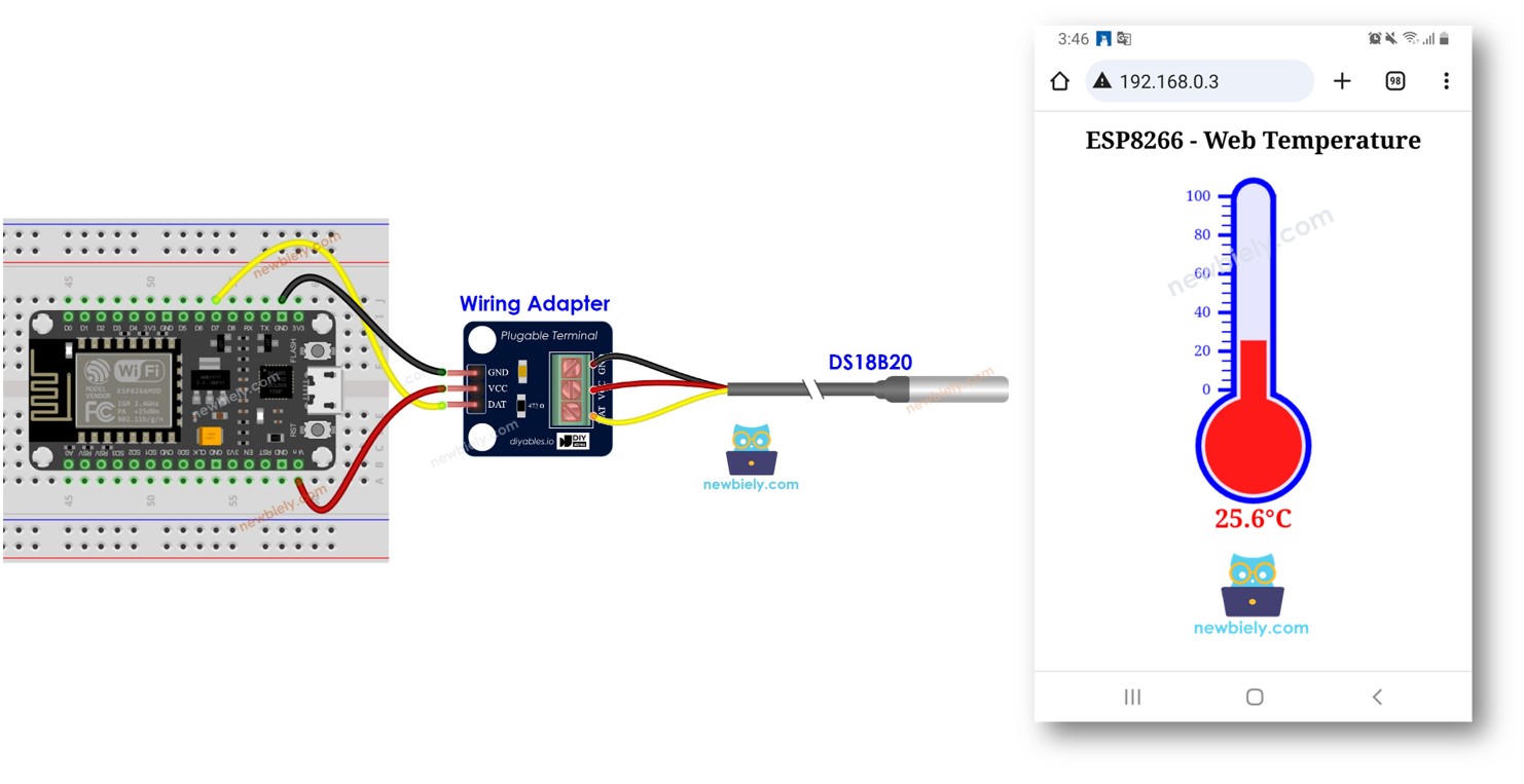 ESP8266 Temperature via  ESP8266 Tutorial