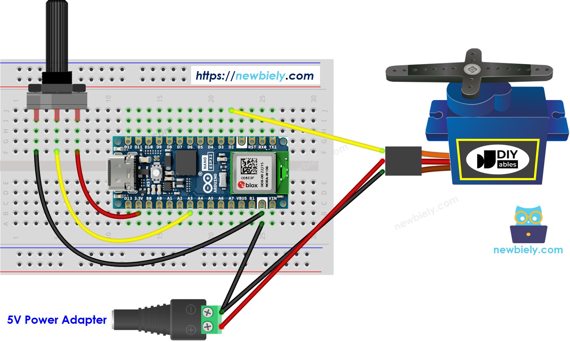 Arduino Nano ESP32 Potentiometer Servo Motor Arduino Nano ESP32