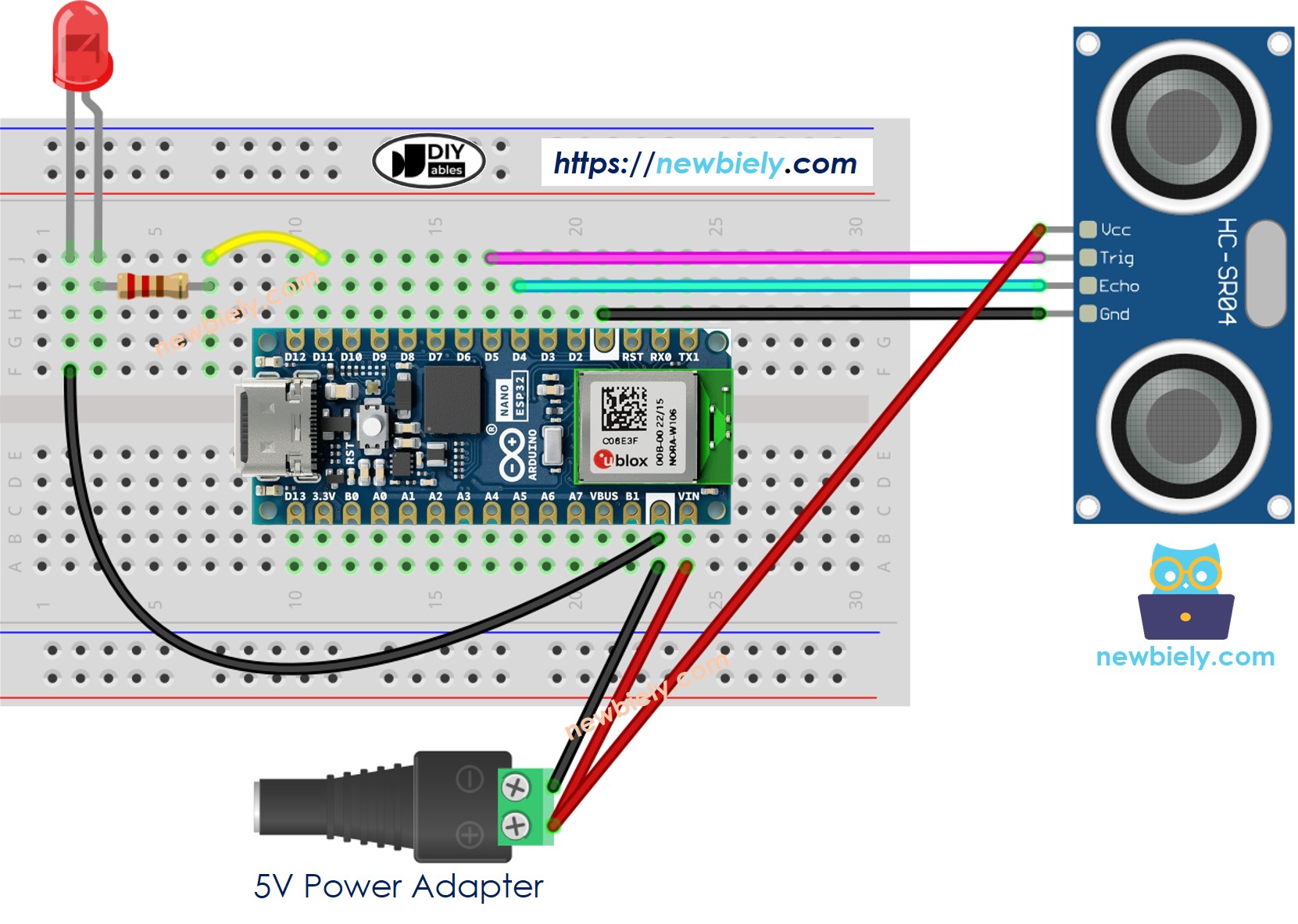 Arduino Nano ESP32 Ultrasonic Sensor LED Arduino Nano ESP32 Tutorial
