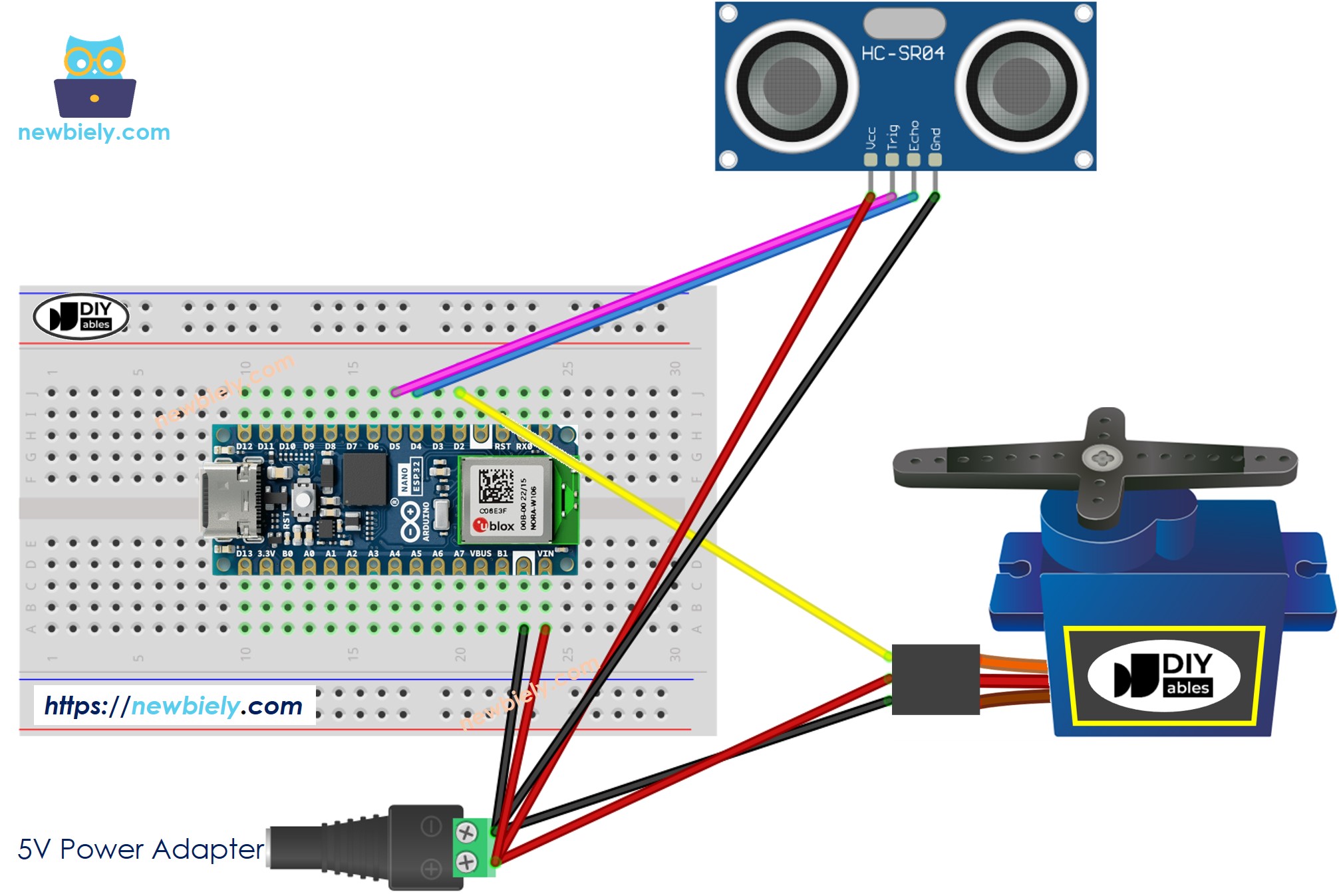 Arduino Nano ESP32 Ultrasonic Sensor Servo Motor Arduino Nano