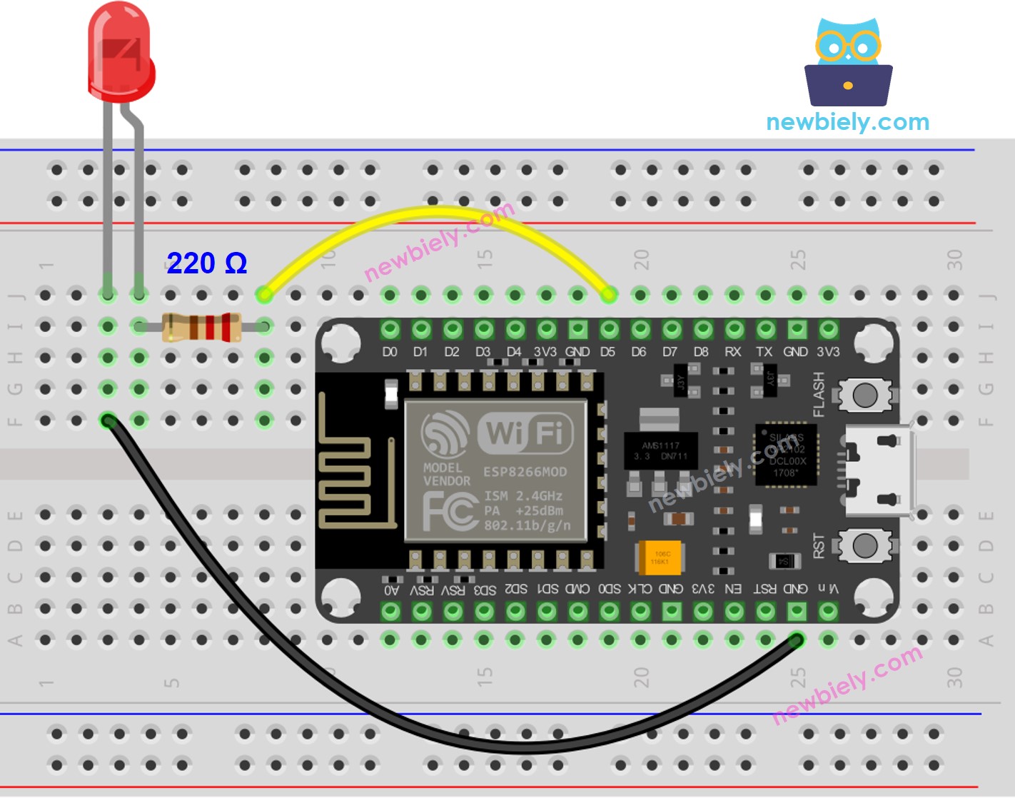 ESP8266 Controls LED via  ESP8266 Tutorial
