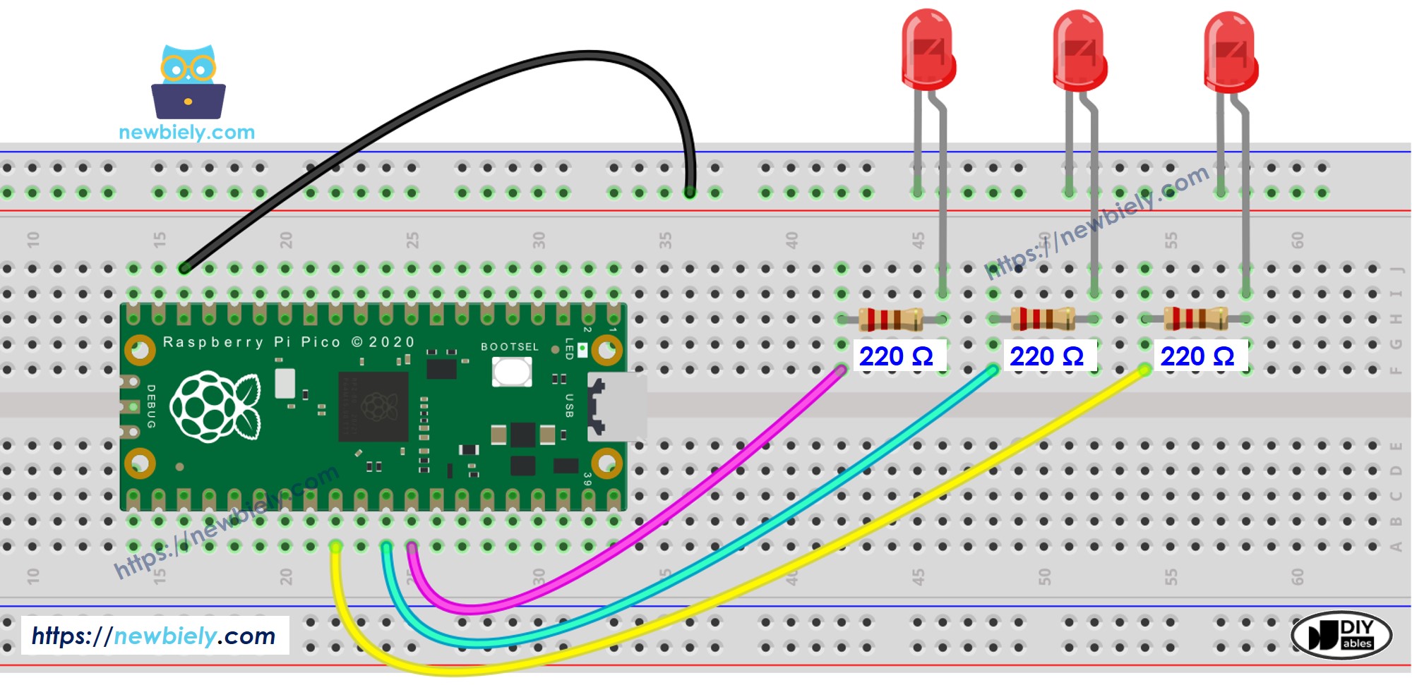 Raspberry Pi Pico - Blink multiple LED | Raspberry Pi Pico Tutorial