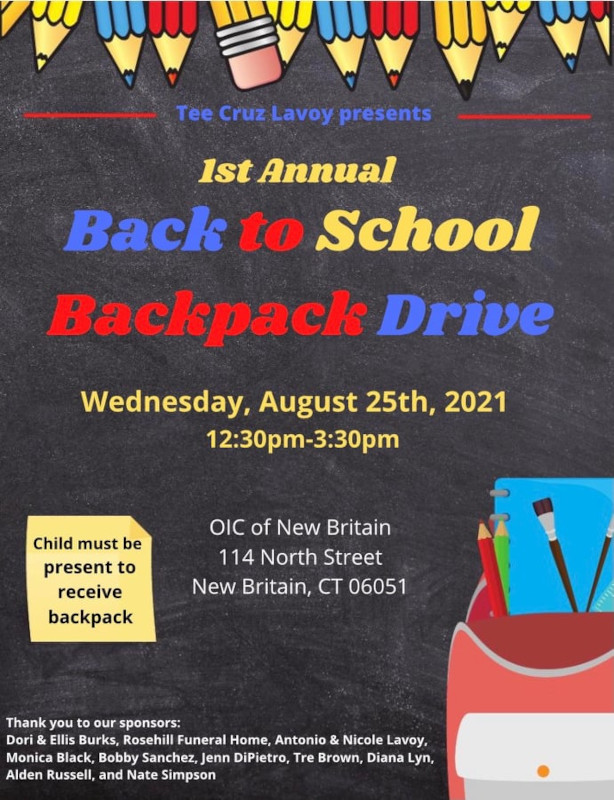 Back to School Backpack Drive Announced New Britain Progressive