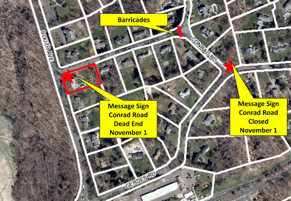 Diverting CutThrough Traffic, Town Installs Barricade on Conrad Road