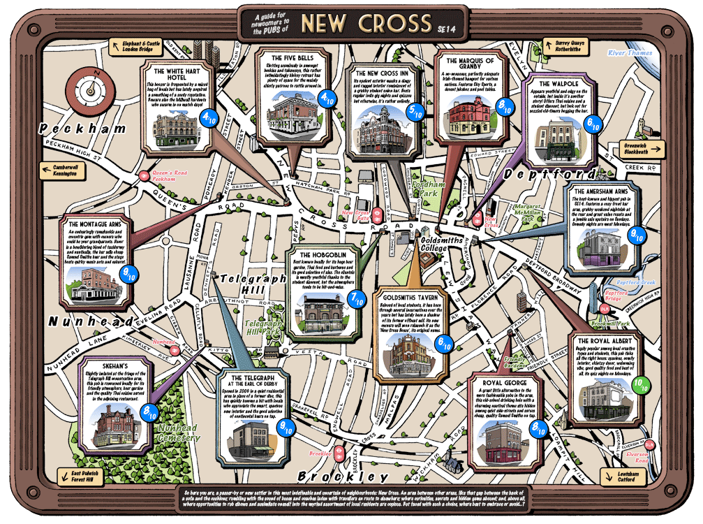 New Cross London Map Nice pub map of New Cross The New Cross Crawler