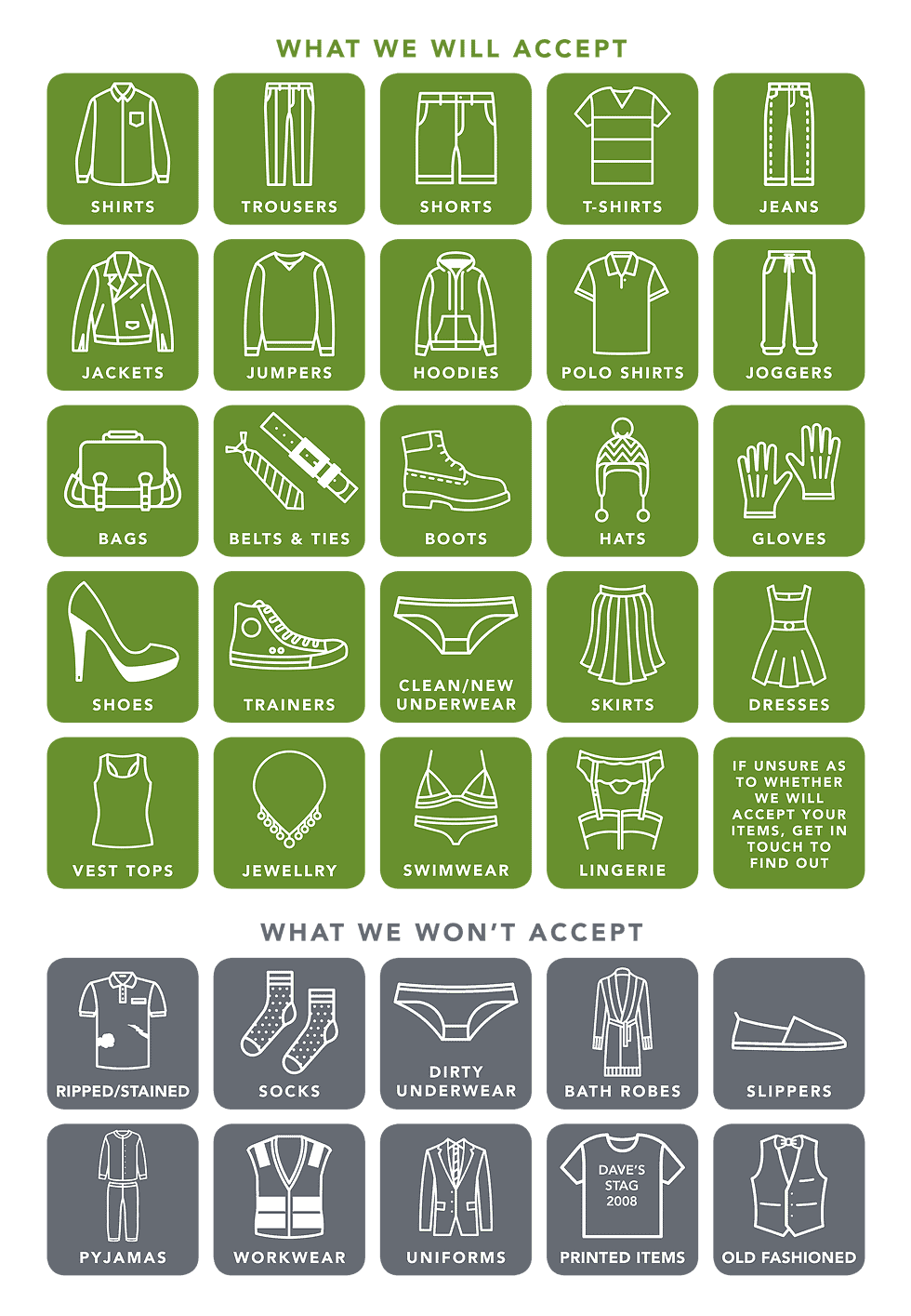 accepted items Clothing Recycling & Shoe Recycling Saginaw