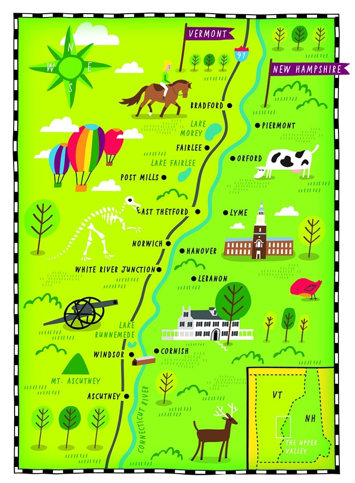 The "Upper Valley" of Vermont and New Hampshire New England