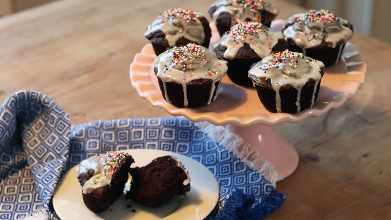 Glazed Chocolate Potato Doughnut Muffins New England