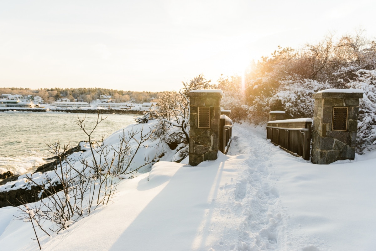 Winter in Ogunquit, Maine Perkins Cove & Marginal Way in Winter