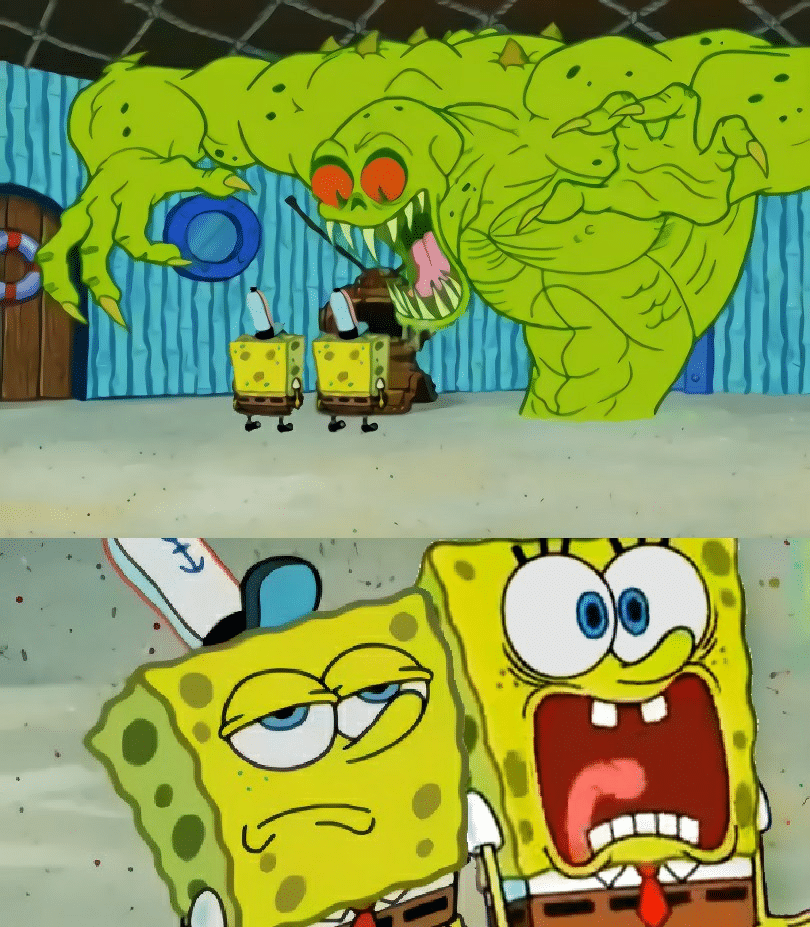 Meme Generator Green monster two Spongebobs Newfa Stuff
