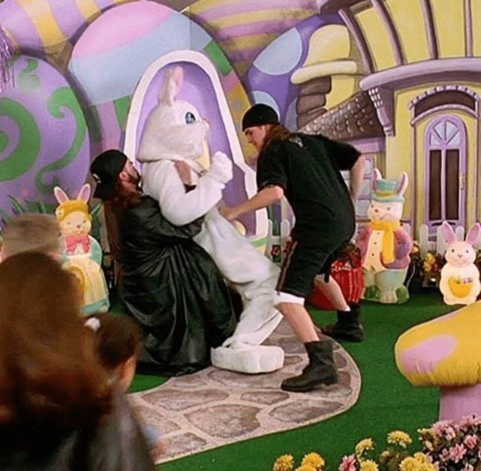Jay and Silent Bob punching Easter Bunny Vs, Fighting, Movie, Punching, Hitting, Holding