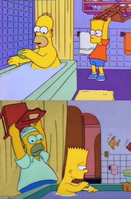 Meme Generator Bart and Homer hitting each other with chairs Newfa