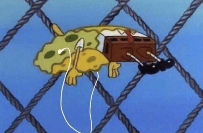 Meme Generator Spongebob floating with earbuds Newfa Stuff