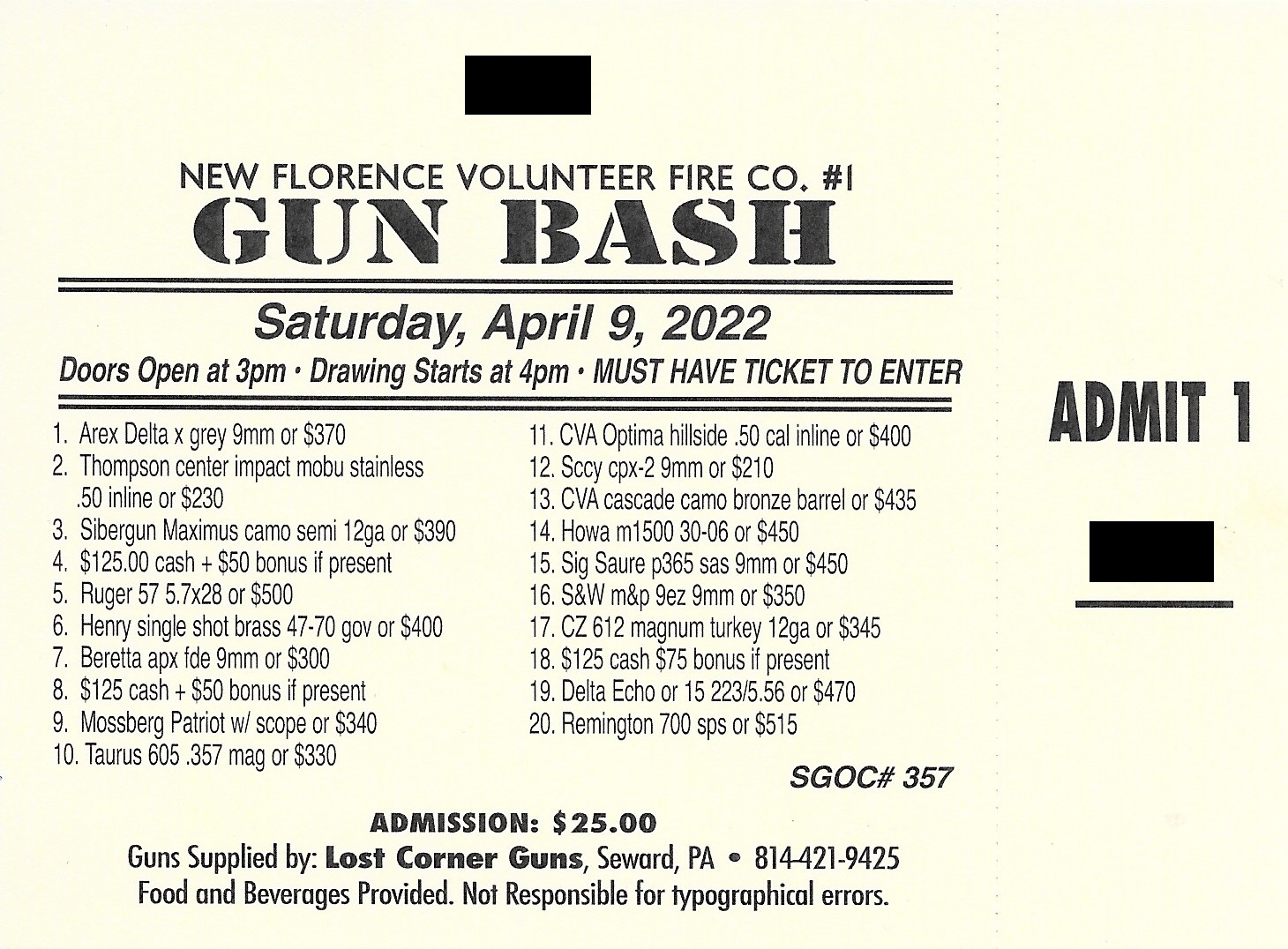 Events for March 2024 New Florence Borough