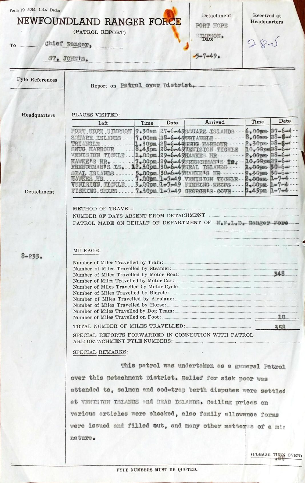 Port Hope Simpson Detachment Newfoundland Ranger Force