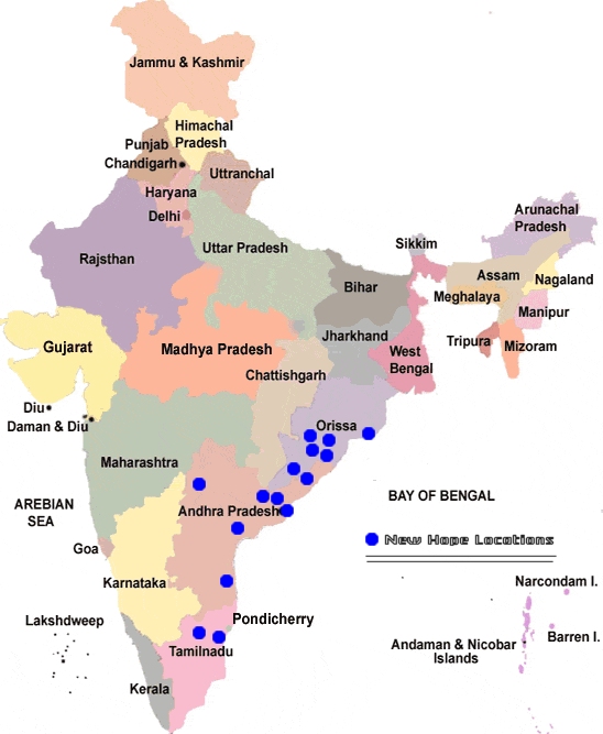 New Hope Locations India New Hope India Relief Australia Inc