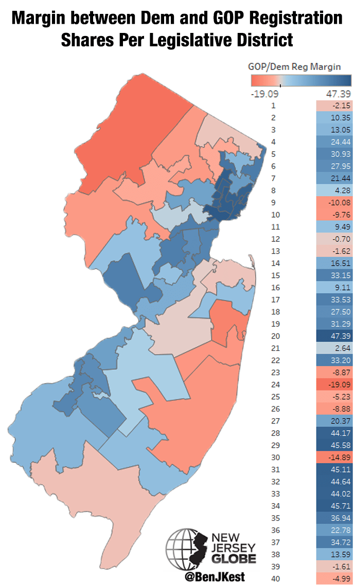 Maps Party registration in key legislative districts New Jersey Globe