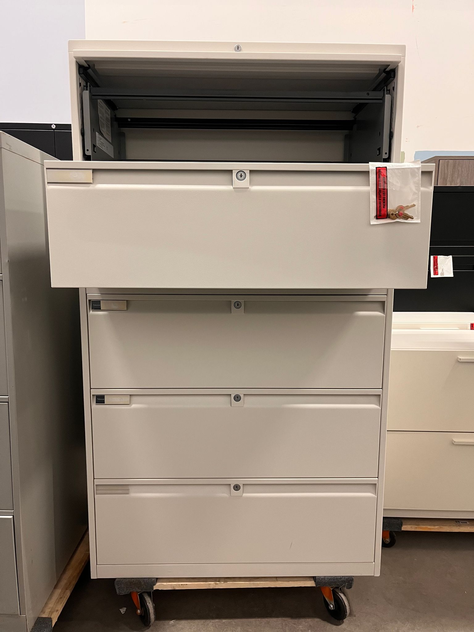 Teknion 5 Drawer Lateral Filing Full Pull Handles White