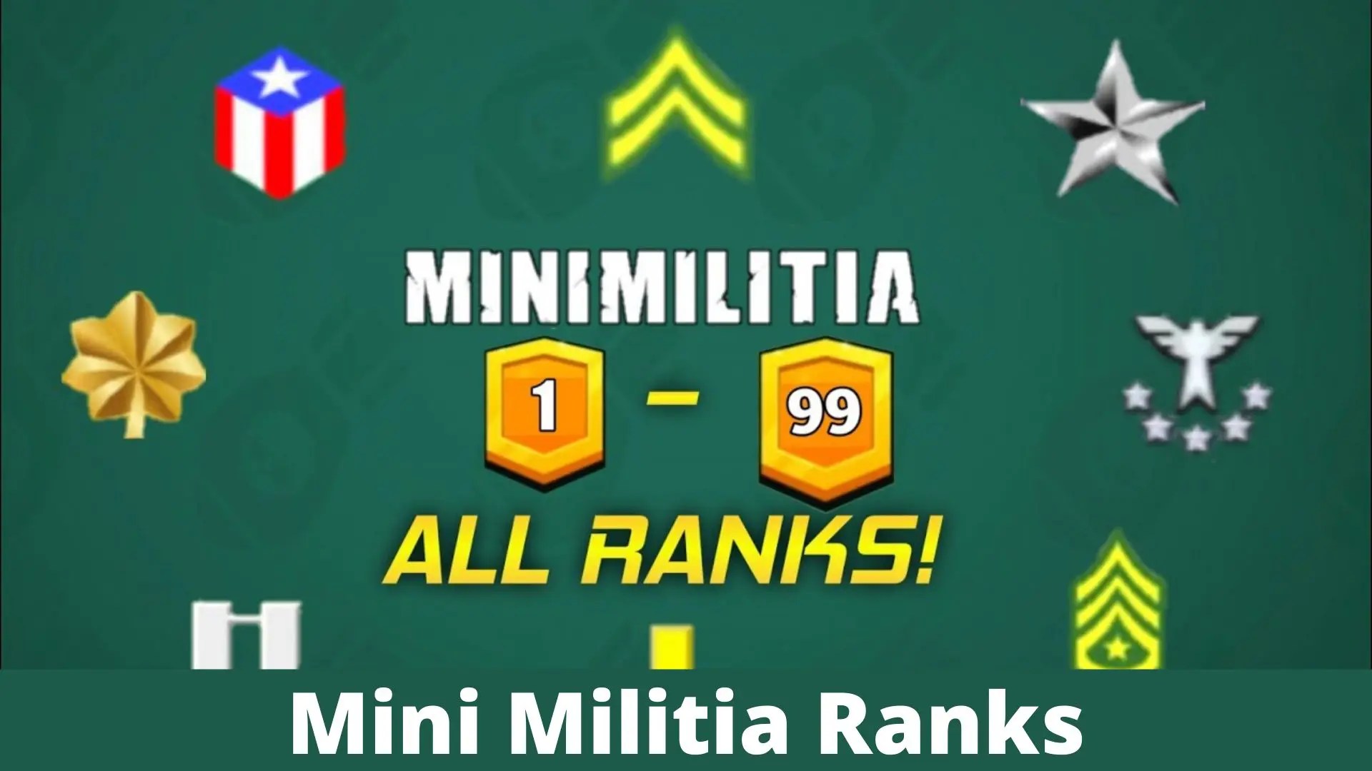 Mini Militia Ranks and Badges List with Symbols in Order
