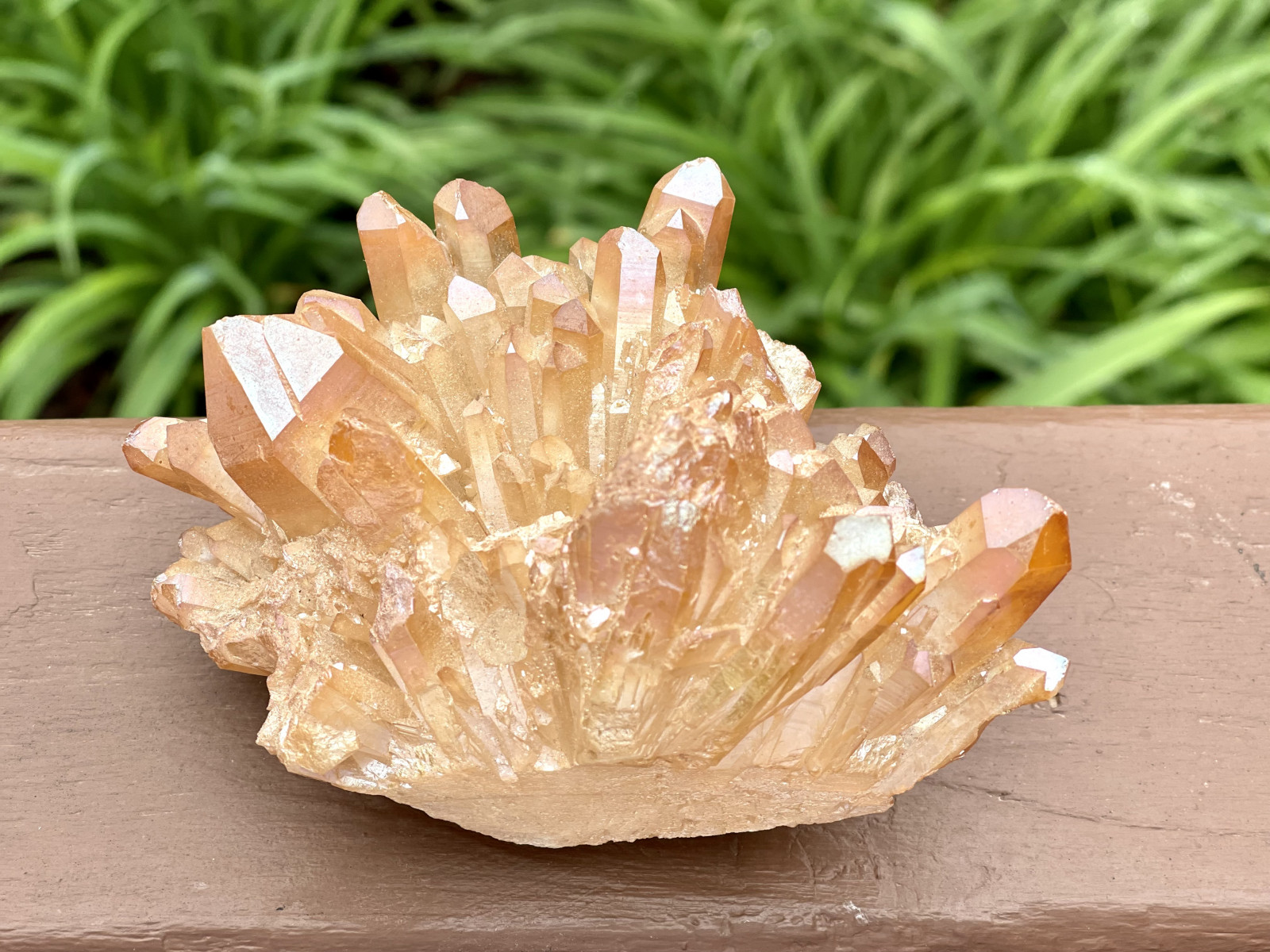 Sun Aura Quartz Cluster for Increased SelfEsteem, Self Worth, Heals