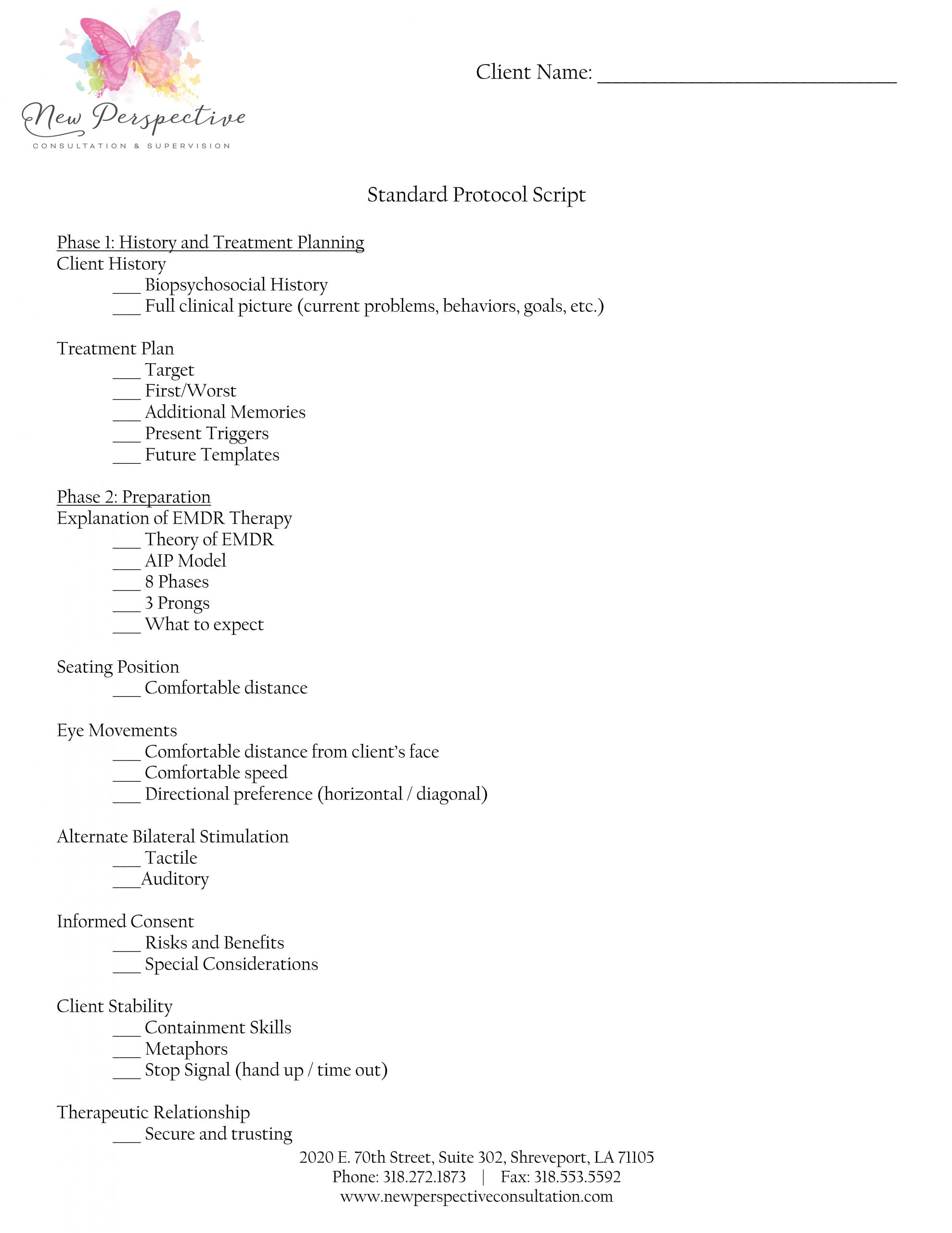 EMDR Worksheets - New Perspective